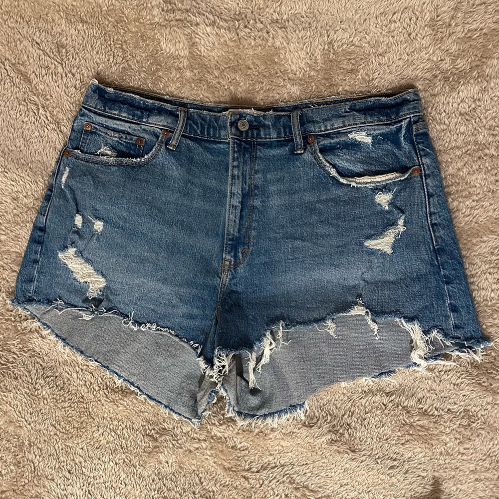 Abercrombie & Fitch Distressed Denim Jean Shorts - Blue